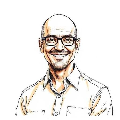 Illustrated portrait of Jeff Bezos