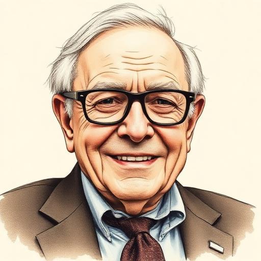 Illustrated portrait of Warren Buffett