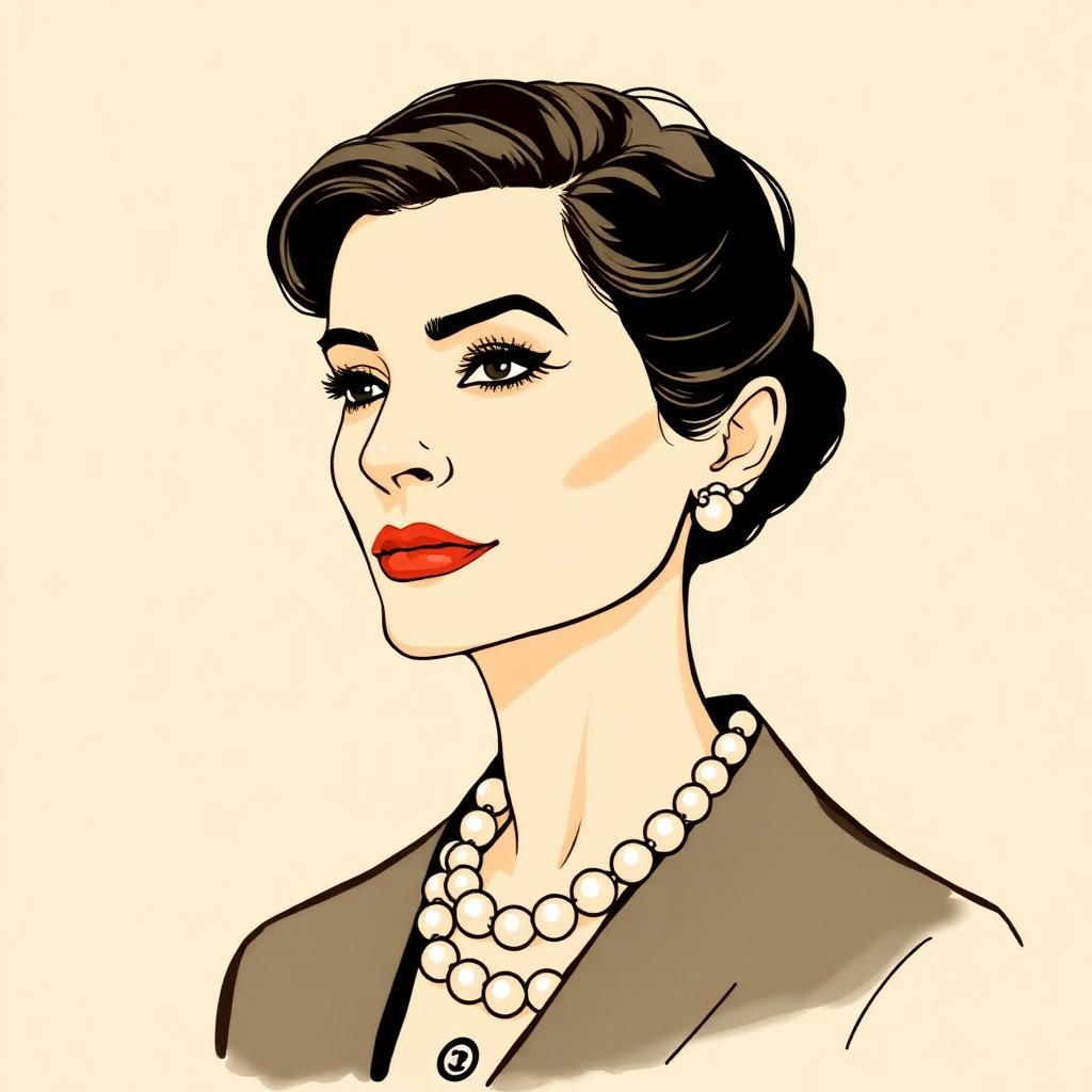 Illustrated portrait of Coco Chanel