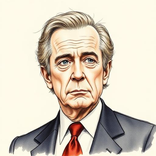 Illustrated portrait of J. Paul Getty