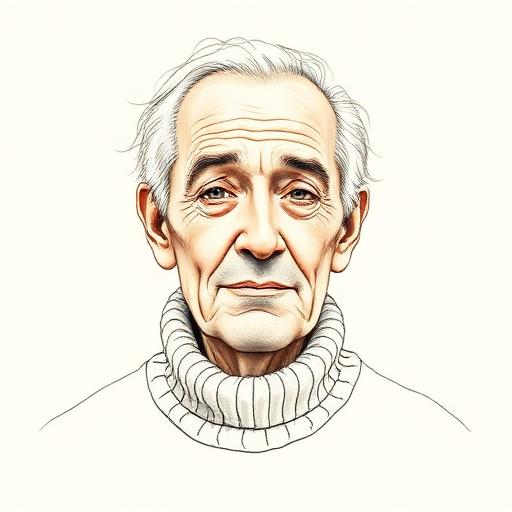 Illustrated portrait of Ingvar Kamprad